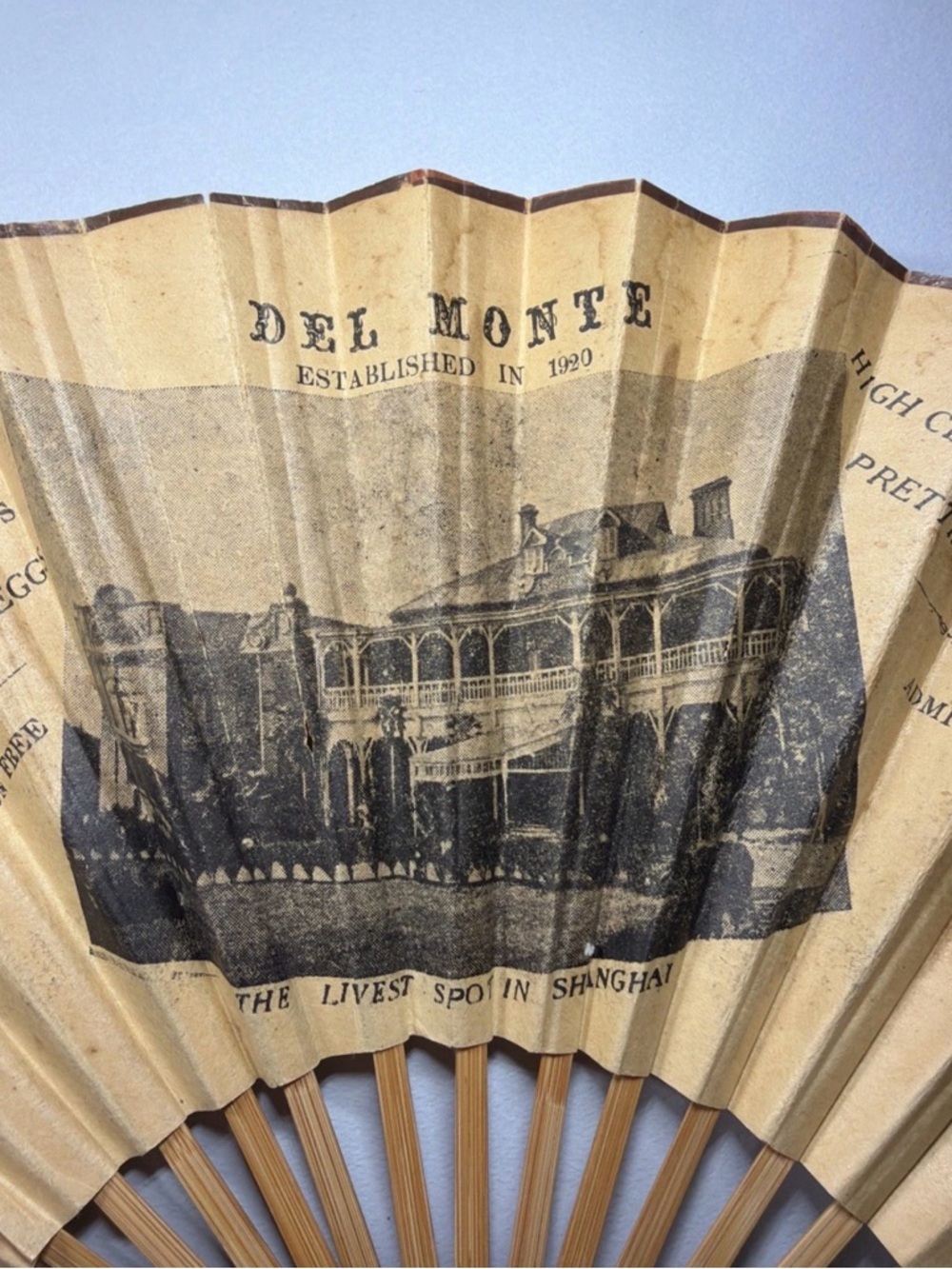 Original Antique 1920s Shanghai DEL MONTE Nightclub Advertising Fan Art Deco - Picture 3 of 13